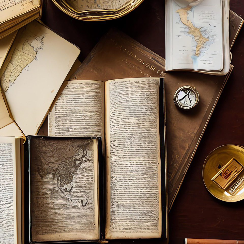desk, book, inkwell, pen, composition, former, retro, flattening, generated